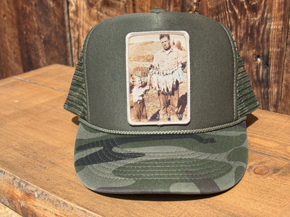 Trout Trucker hat with a Snake River fishing photograph patch